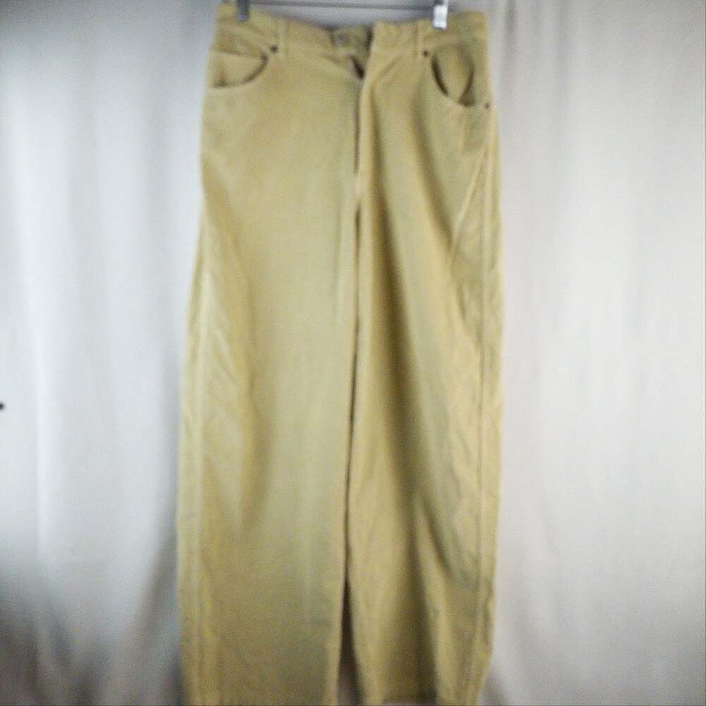 Zara Corduroy Pants Size USA 6 Yellow High Waist Wide Leg